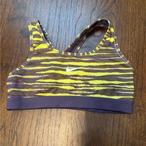 Nike Women's Zebra Stripe Sports Bra - Purple and Yellow